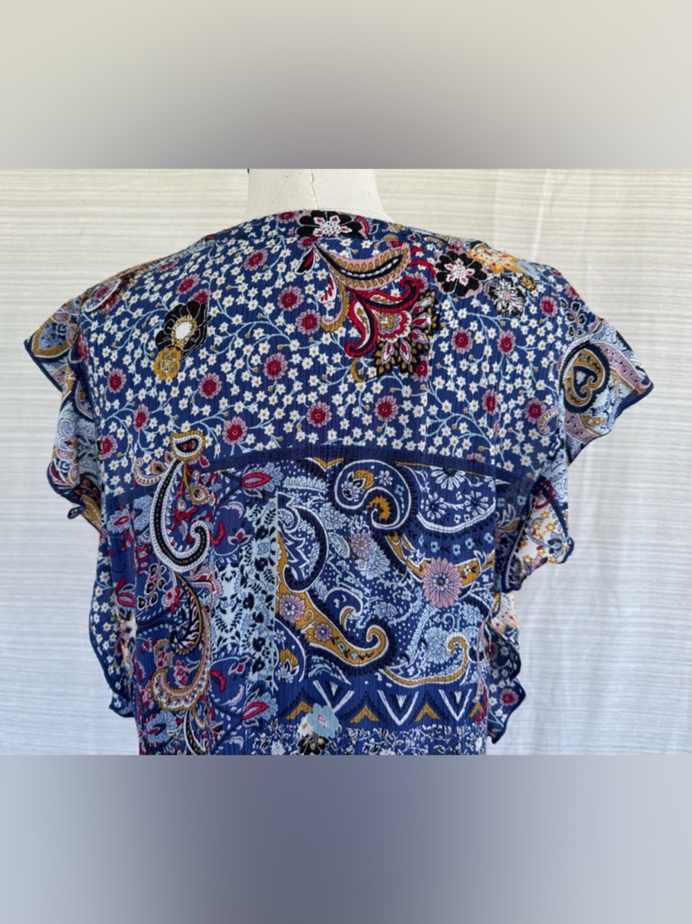 Knox Rose Navy Blue Floral Tassel Peasant Dress - Picture 6 of 17